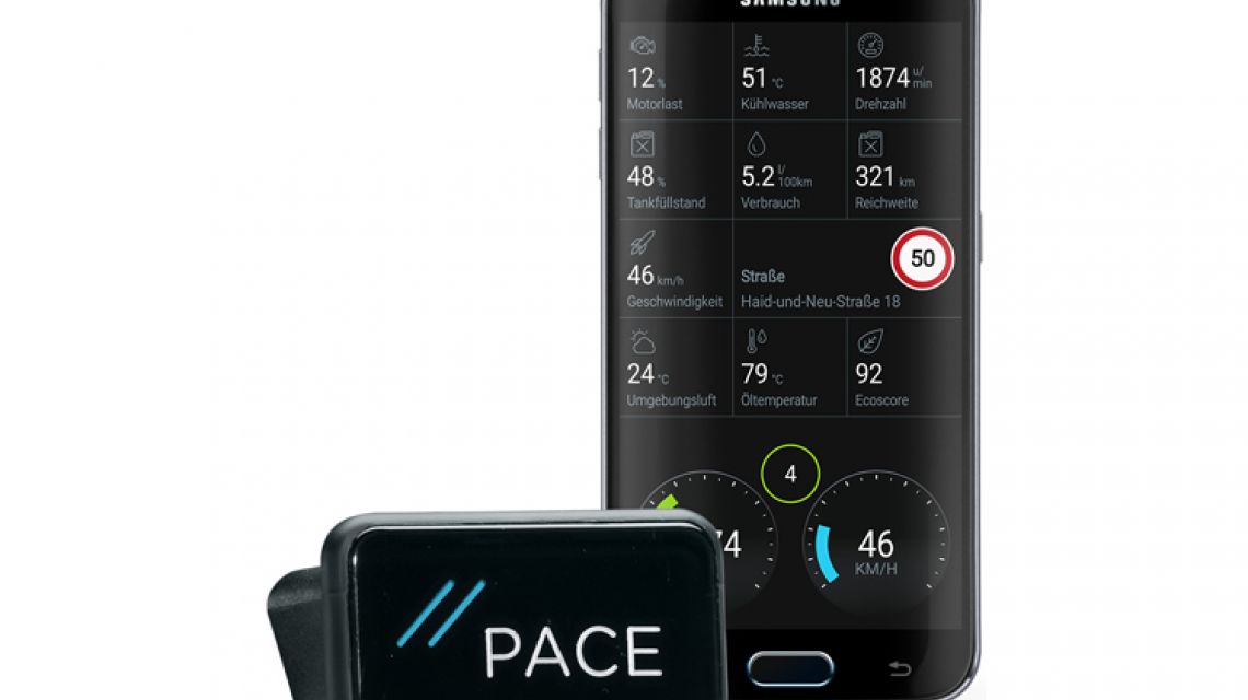 PACE Link + PACE App  Per OBD2-Adapter zum Smart Car