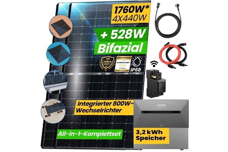 Epp Solar hat ein 1760 Watt Balkonkraftwerk Komplettset für unter 2.000 Euro im Angebot