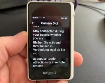 Der Text wird auf dem Fluentalk T1 Mini übersichtlich angezeigt